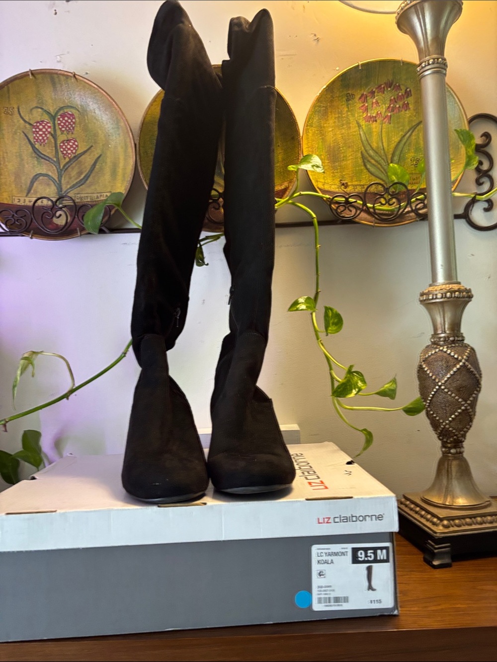 Liz Claiborne Black Suede Over-the-Knee Boots